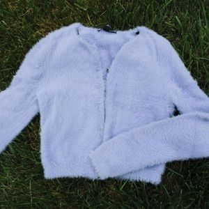 forever 21 lilac/lavender fuzzy cardigan/sweater